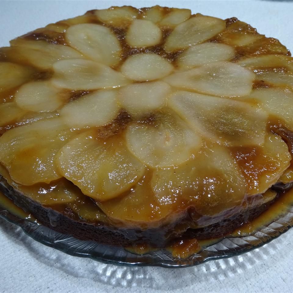 Upside-Down Pear Gingerbread Cake