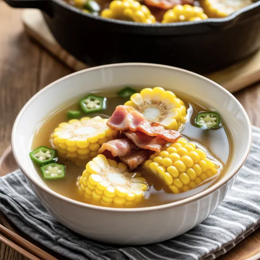 Corn and Okra Consommé Soup