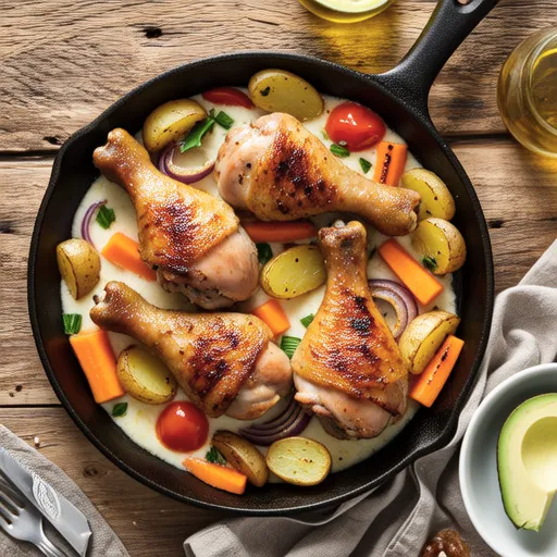 Grilled Chicken with Vegetables and Cheese Sauce