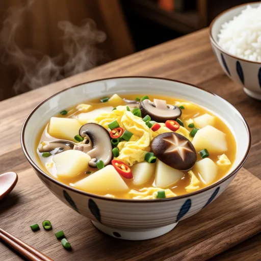 Spicy and Clear Potato Mushroom Soup