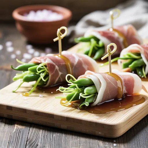 Pea Sprout and Prosciutto Rolls