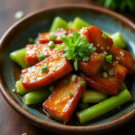 Stir-fried Pork Belly and Celery with Oyster Sauce