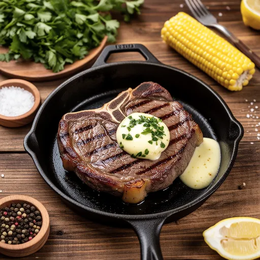 Thick-Cut Steak with Lemon and Parsley Butter