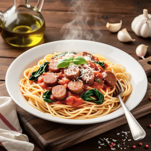 Sausage and Spinach Tomato Sauce Pasta