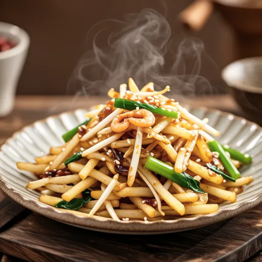 Garlic Sprouts and Potato Salt Stir-fry