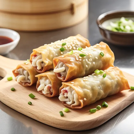 Simple Pork and Enoki Spring Rolls