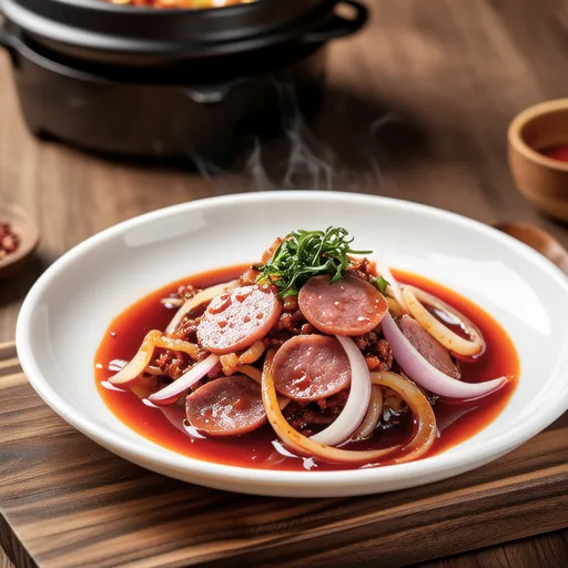 Spicy Stir-fried Sundae (Korean Blood Sausage)