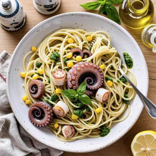 Cold Pasta with Corn and Octopus