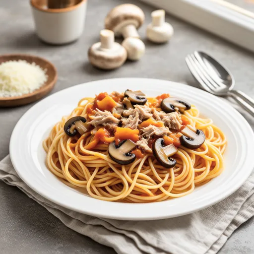 Eringi and Tuna Tomato Cream Pasta