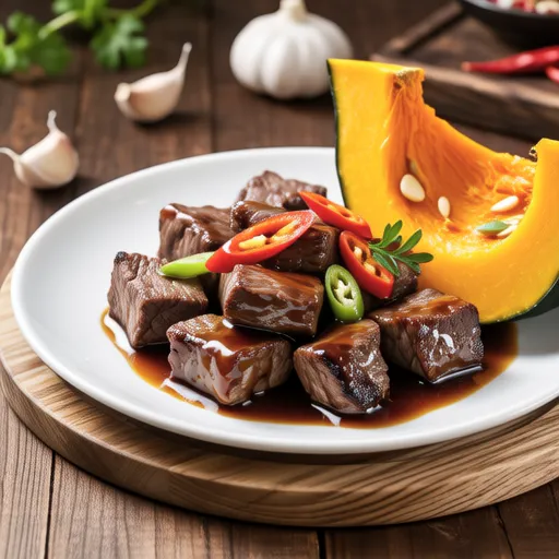 Chop Steak with Steamed Pumpkin