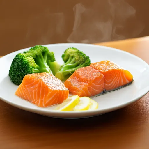 Plato al vapor de salmón y brócoli