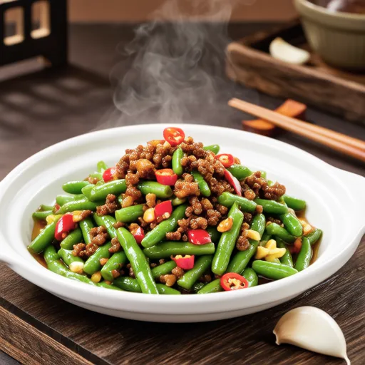 Sweet and Spicy Stir-fried Green Beans with Ground Pork