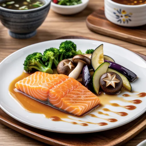 Salmon and Vegetables Stir-fried with Dashi Vinegar