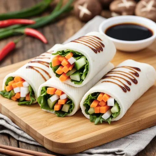 Vegetable Stuffed Tofu Rolls