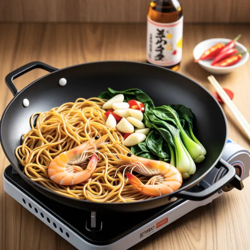 Komatsuna and Shrimp Peperoncino Stir-fry