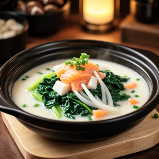 Spinach and Salmon Miso Cream Stew