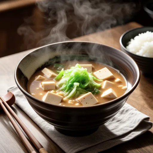 Lettuce and Tofu Miso Soup