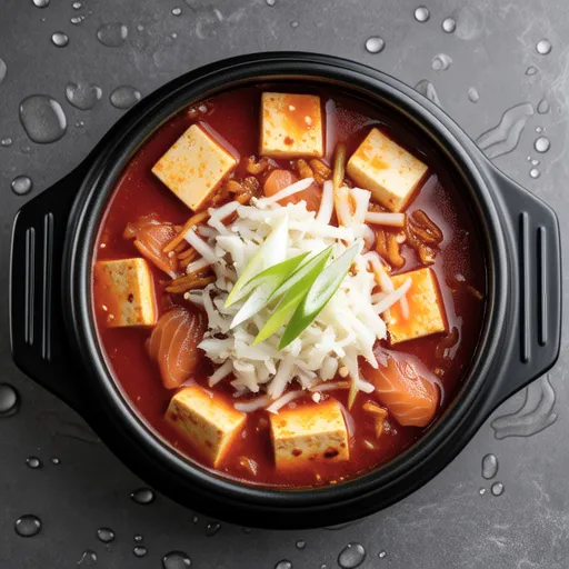 Salmon and Tofu Kimchi Soup