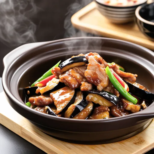 Braised Pork and Eggplant with Zha Cai