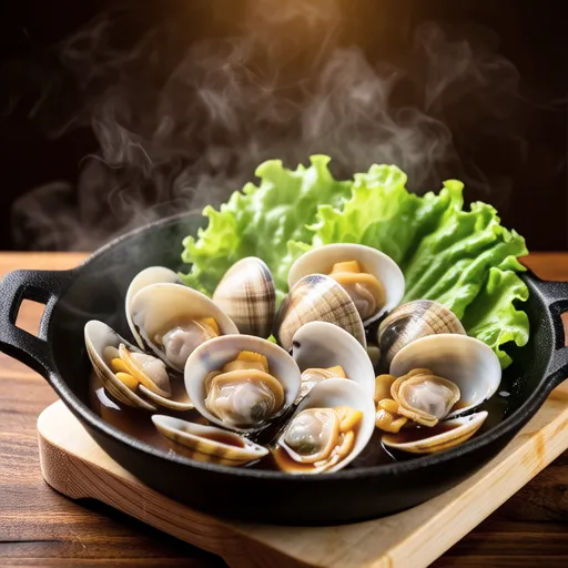 Steamed Lettuce and Clams with Sake