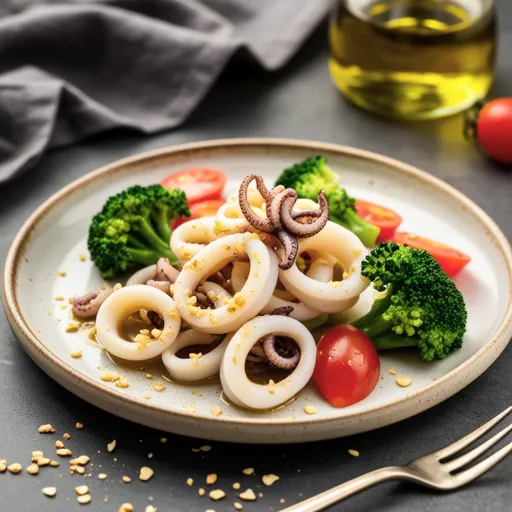 Squid and Broccoli with Garlic Breadcrumbs