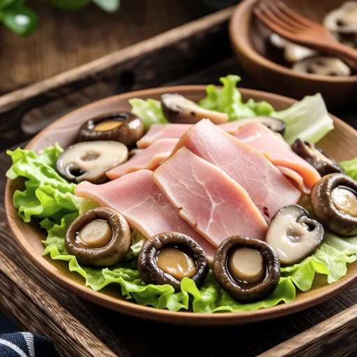 Raw Ham and Mushroom Ginger Salad