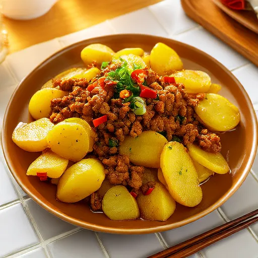 มันฝรั่งผัดเนื้อบดง่ายๆ