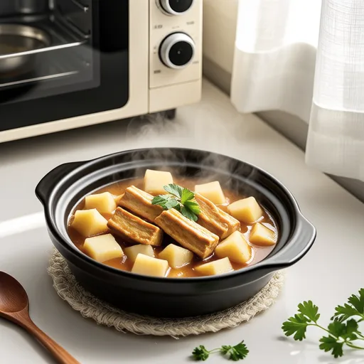 Simmered Taro and Fried Tofu in Microwave