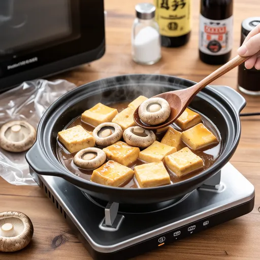 Enoki and Fried Tofu Microwave Simmer