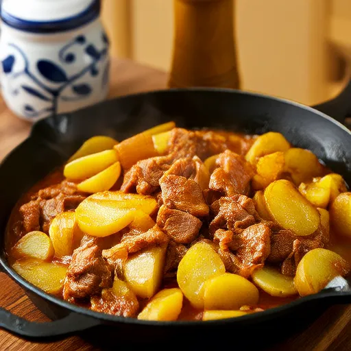 Carne de porco com batatas salteadas