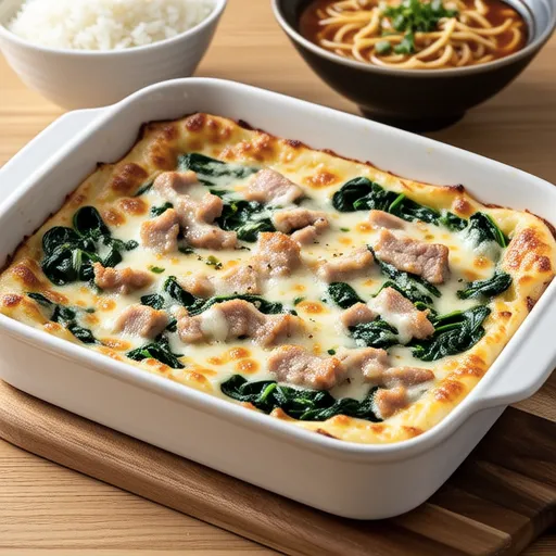 Spinach and Pork Tofu Gratin