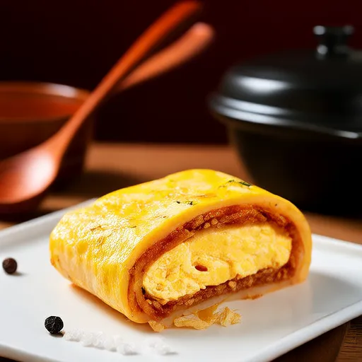 Omelette roulée avec pommes de terre et oignons
