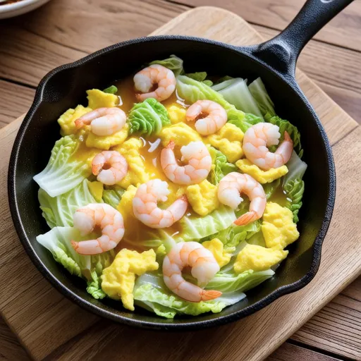 Spring Cabbage and Sakura Shrimp Egg Stir-fry