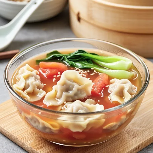 Lettuce and Tomato Wonton-style Soup