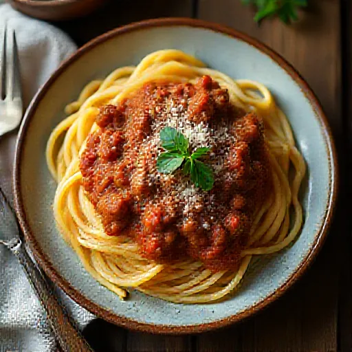 Shiitake Mushroom Meat Sauce Spaghetti