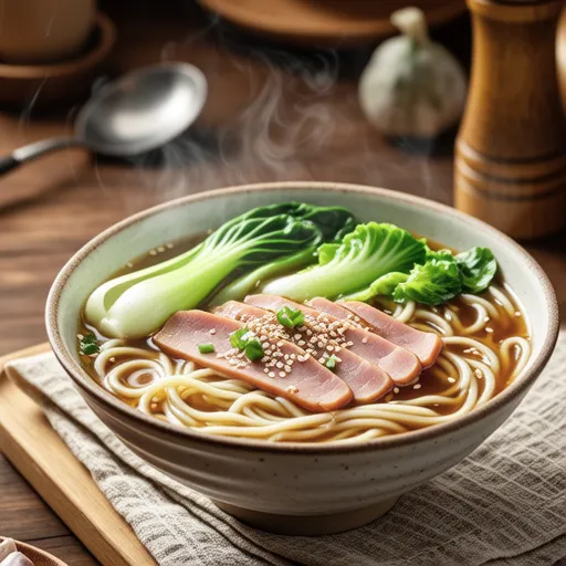 Lettuce and Ham Vermicelli Soup