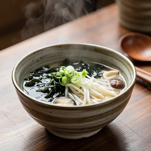 Mozuku and Enoki Miso Soup
