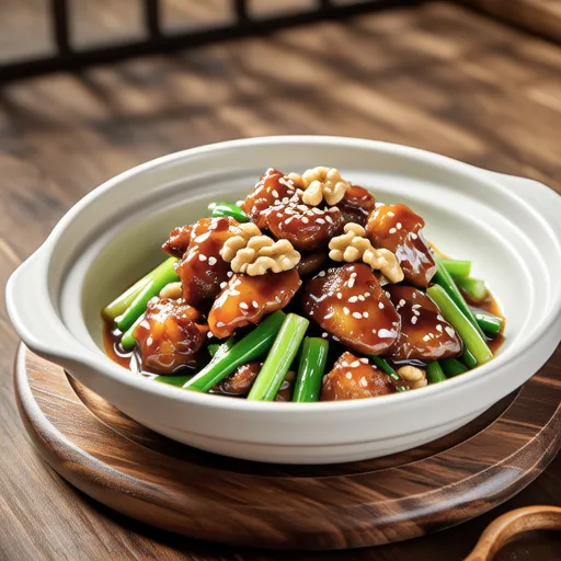 Stir-fried Chicken with Watercress and Walnuts