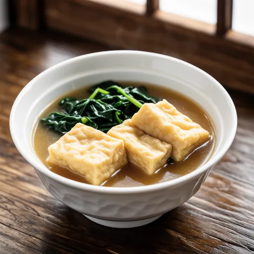 Miso Soup with Fried Tofu and Wakame