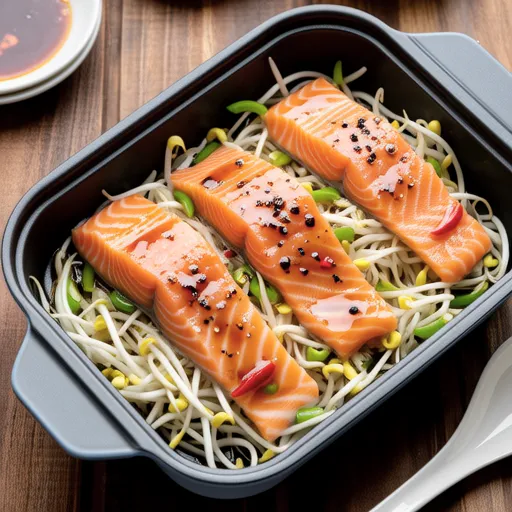 Salmon and Bean Sprouts with Ponzu Sauce