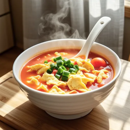 Tomato Egg Garlic Chive Soup