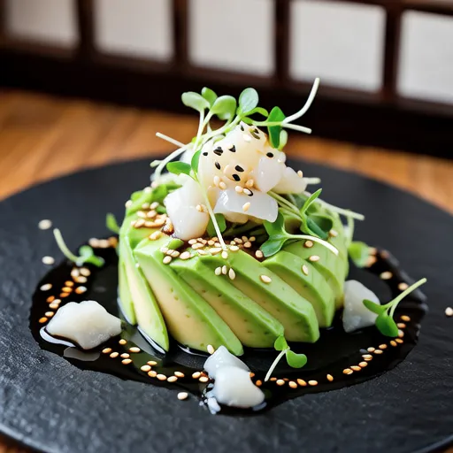 Shirasu and Avocado with Yuzu Pepper Dressing