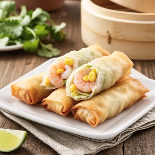 Shrimp and Corn Cream Spring Rolls