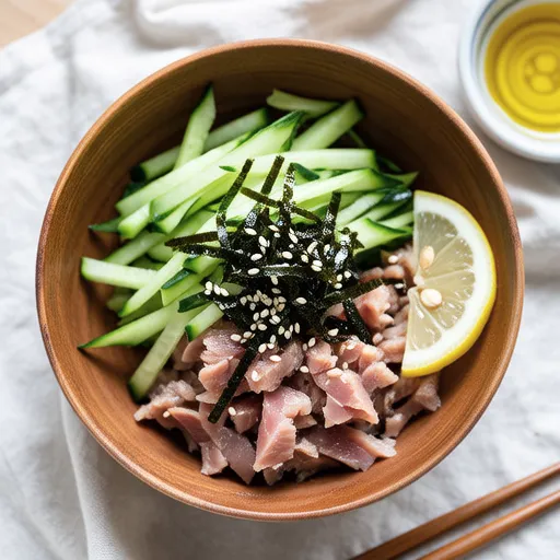 Cucumber and Tuna with Salted Kombu