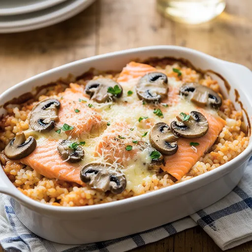 Salmon and Mushroom Tomato Cream Doria