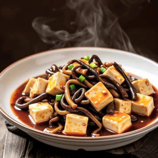 Enoki and Fried Tofu Mapo Style