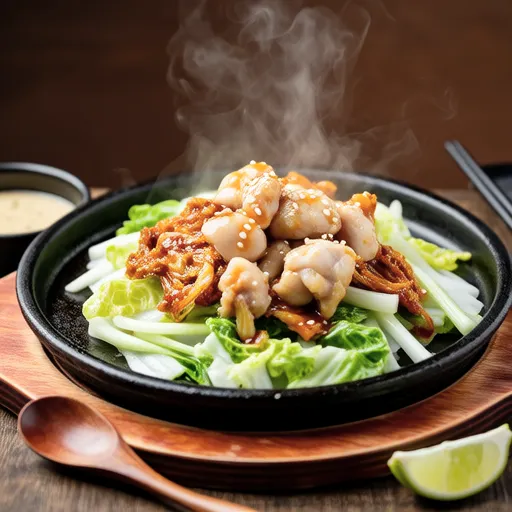 Stir-fried Chicken and Cabbage with Kimchi Mayo