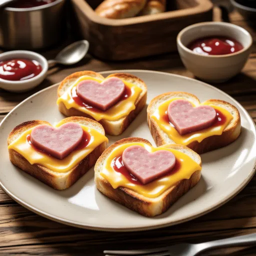 Heart-shaped Ham Cheese Toast