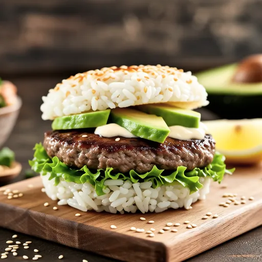 Avocado Rice Burger with Grilled Soy Sauce Flavor