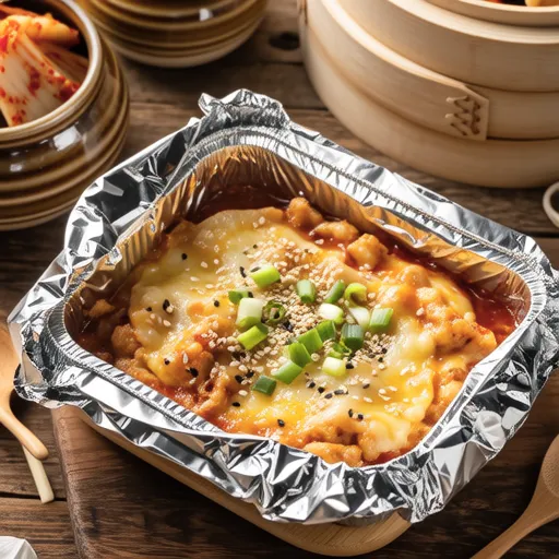 Cheese Chicken Kimchi Foil Bake